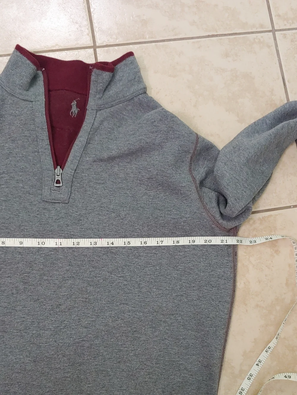 Polo Ralph Lauren Reversible Quarter Zip NWT Mens Gray Maroon Cotton Knit Size M